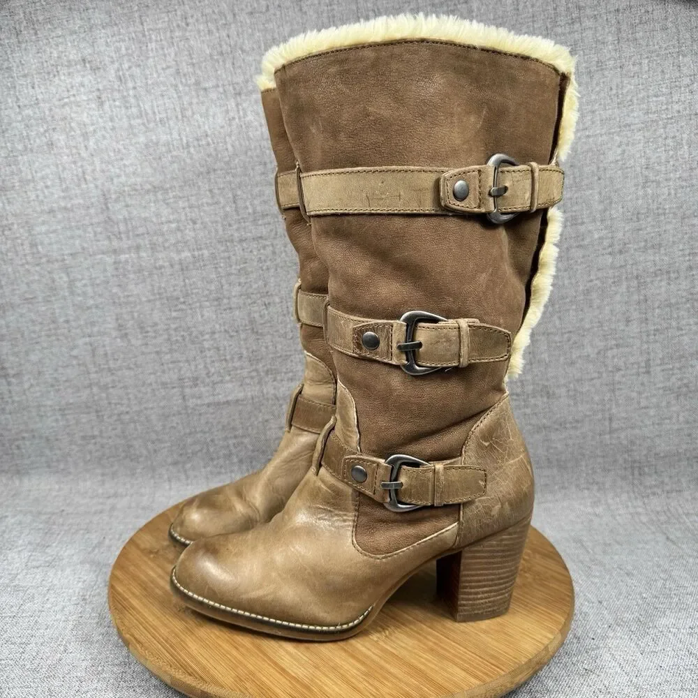 Gianni Bini Boots Women's Size 8 M Knee Suede Leather Faux Fur Lined
